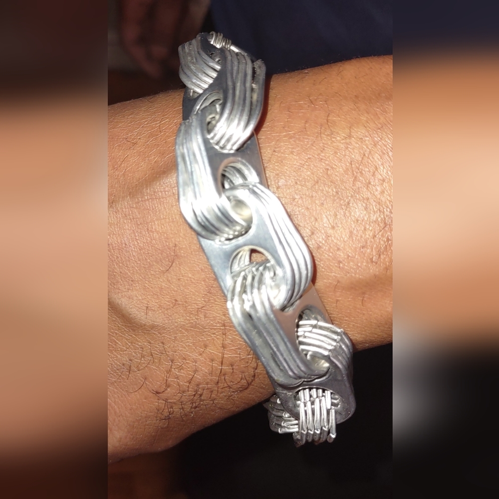 Unisex Hand Crafted Recycled Art Statement Bracelet - Picture 3 of 4